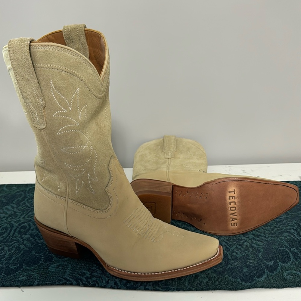 Tecovas Cream Heeled Boots